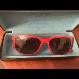 Red Ray ban light weight sunglasses.
